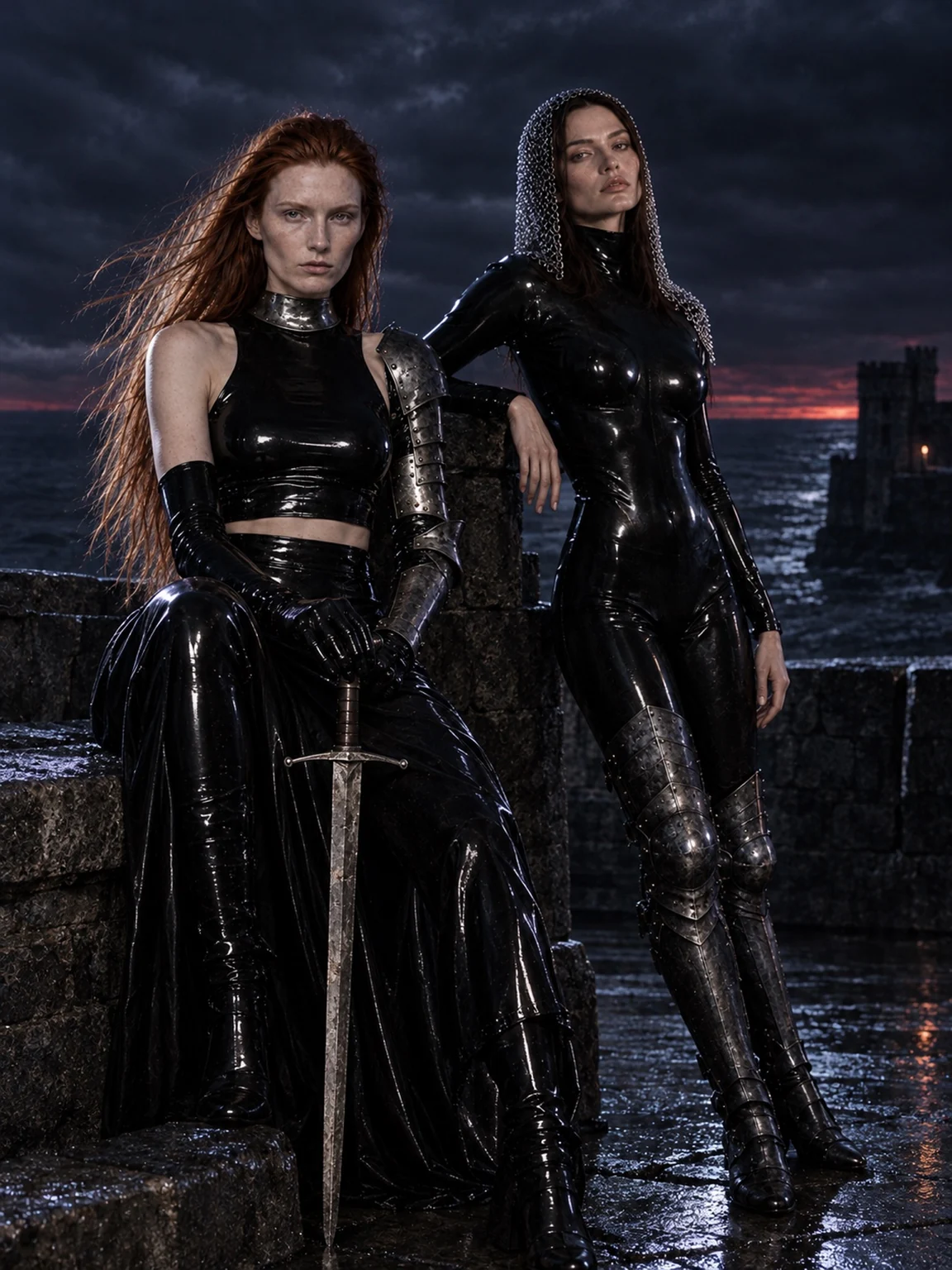 Two models together on the coast
